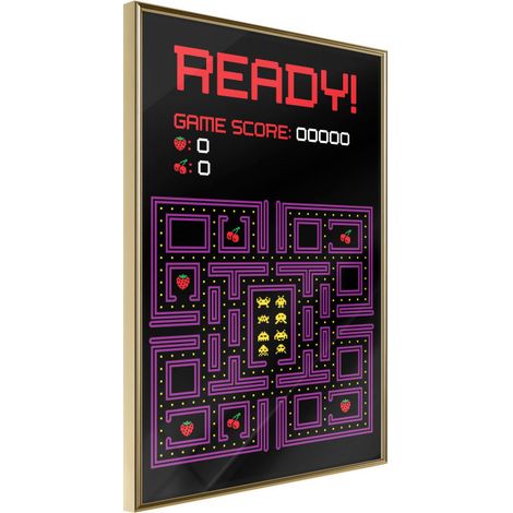 Affiche Murale Encadrée "Maze" 30 x 42 cm Or
