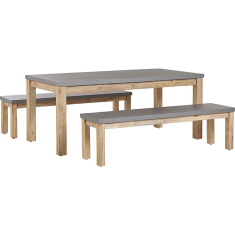 Gartenmöbel Set mit Bänken 6-Sitzer OSTUNI Beton Grau