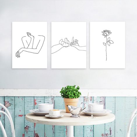 Ensemble de 3 toiles abstraites modernes et épurées (30 x 40 cm) à suspendre au mur pour la maison (1/5)