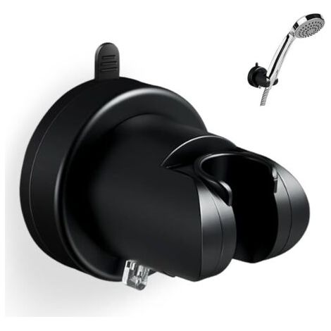 Suction Cup Shower Head Holder, No Drilling Required, Universal Wall-Mounted Shower Head Holder, Bathroom Shower Head Holder, Shower Head Holder for Fixing and Adjusting - Black (1/5)