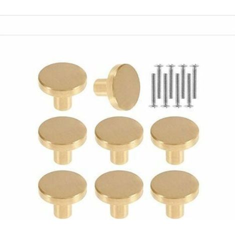 YMYNY Boutons de Porte Boutons d'armoire Ronds en Laiton Massif Poignées Rondes de Meuble Vintage avec Vis pour Armoire Placards Tiroirs 20 x 25mm (8Pcs) (1/4)