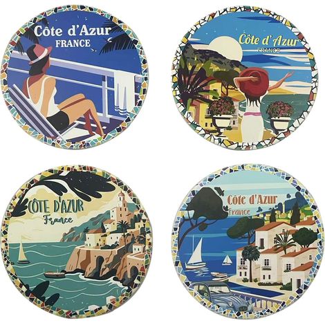 Blauer Keramik-Untersetzer im Vintage-Stil – Set mit 4 Einheiten für Tischdekoration, ideales Geschenk und Küchenzubehör