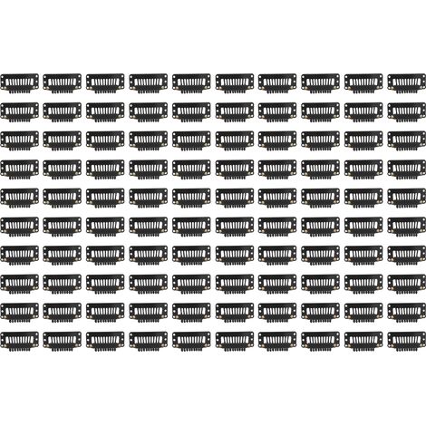 100 pièces attaches à cheveux 9 dents polyvalentes 32mm, clips en U noir pour extensions et DIY (1/5)