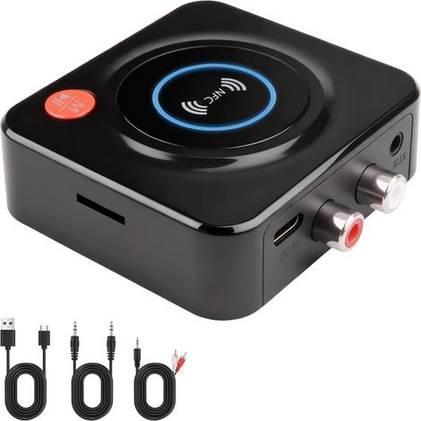Récepteur Bluetooth 5.1, RCA 3,5 mm Jack AUX Adaptateur Adaptateur Audio, Compatible avec Enceintes, Chaînes Hi-FI, Téléviseurs Et Voitures, Connexion Automatique (1/5)