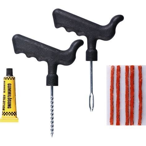 Kit de Réparation de Pneu,Outils Pro Plus Mèches Autovulcanisantes Tubeless,kit de Reparation avec mèches pour Pneu,Kit Réparation Pneu pour crevaison de pneus de Voiture (1/5)