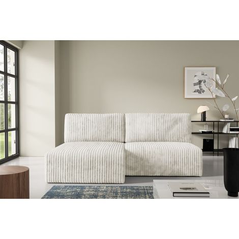 Ecksofa mit Schlaffunktion NATALIA XS in Stoff Tilia Creme Ottomane Links