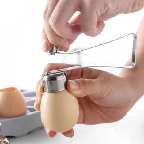 Cortador de huevos de acero inoxidable, separador de yemas, cortador de cáscaras de acero inoxidable para huevos duros y blandos, abridor de huevos para cocina casera. (1/5)