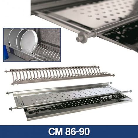 SCOLAPIATTI INCASSO ACCIAIO INOX COLAPIATTI BASE VASCHETTA RACCOGLI GOCCE 24222V CM 86-90 (25359) (1/2)