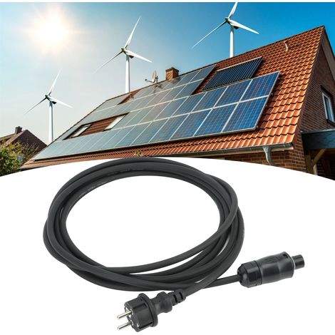 Câble solaire 1,5 mm² pour onduleur solaire AC, 5 m, prise UE, 220 V, étanche, pour systèmes électriques (1/5)