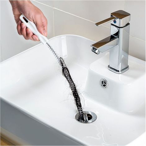 45cm tuyau dragage brosse salle de bain cheveux égout évier nettoyage brosse vidange nettoyant Flexible bouchon obstruer trou décapant outil blanc (1/4)