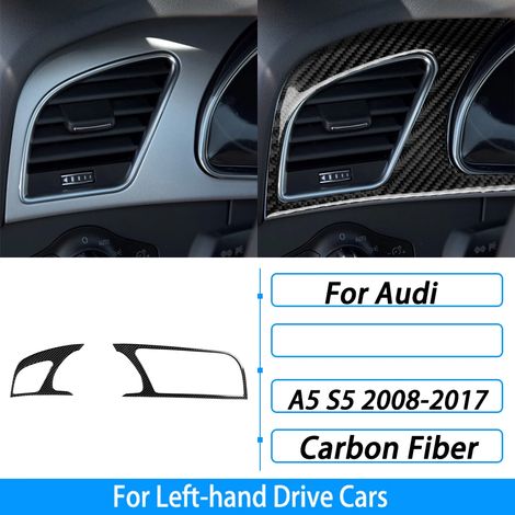 (A5 S5 2008-2017) Convient pour Audi A5 : kit de garnitures de ventilation pour console centrale, tableau de bord et levier de vitesse en fibre de carbone, accessoires intérieurs et autocollants.