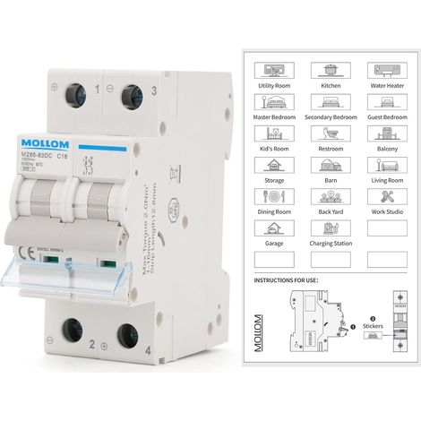 CC 2P 1000V 16A C16 Disjoncteur miniature Disjoncteur miniature sur mesure,déclenchement thermomagnétique,6 kA, sectionneur CC pour système photovoltaïque (1/5)