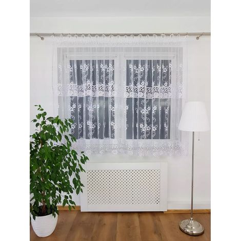 Preciosa cortina marquesina decorada con encaje guipur doble, 400x160cm (1/5)