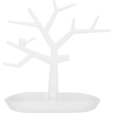 Porte-bijoux blanc pour boucles d'oreilles, colliers, bracelets et bagues - Présentoir et rangement élégant