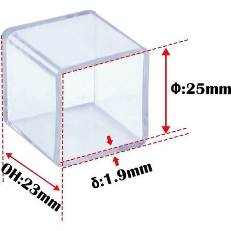 GENERIC- Lot de 16 Protections de Sol pour Pieds de Meubles, 25 x 25 mm, 2,5 x 2,5 cm, Anti-Rayures, en PVC, Carrées, Transparentes (1/5)