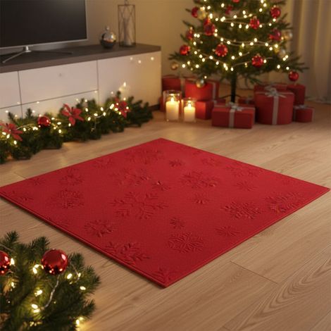 Tessuto in velluto rosso con fiocchi di neve per decorazioni natalizie da 140 cm x 240 cm (1/3)