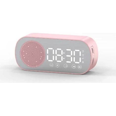 Bluetooth alarm clock with LED mirror screen, radio and weather forecast - Powerful dual alarm for heavy sleepers (1/5)