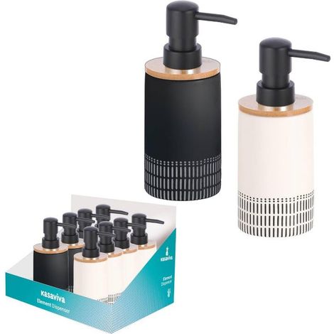 1 Pezzo Dispenser Portasapone in Ceramica e Bamboo Element 2 Colori (1/2)