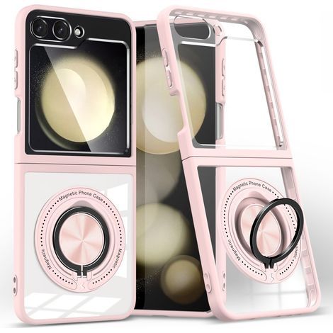 Custodia per Samsung Galaxy Z Flip7 FE / Z Flip6, antiurto con angoli rinforzati, compatibile con MagSafe, trasparente / rosa (1/5)