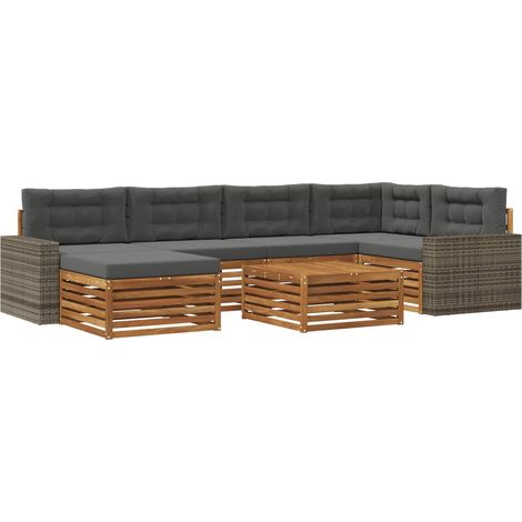 Set di divani da esterno 7 pz Naturale e Antracite vidaXL (1/5)