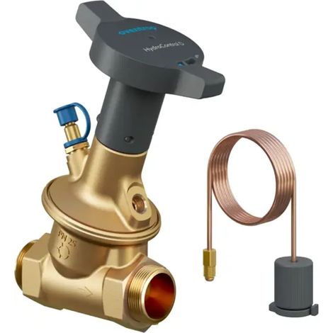 OVENTROP Valvola di regolazione della pressione differenziale HydroControl D con filetto esterno PN 16 DN 15, G 3/4, valore nominale 50-300 mbar, con una valvola ausiliaria HydroPort montata, 1064624
