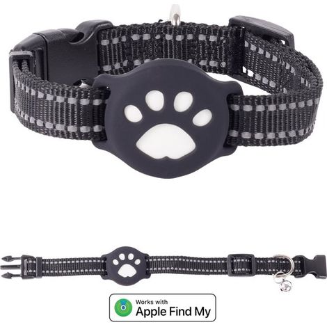Localizzatore GPS per gatti, senza canone mensile, compatibile con iOS, impermeabile (IP68), batteria CR2032 (durata della batteria superiore a 1 anno), collo regolabile in nylon. (1/5)
