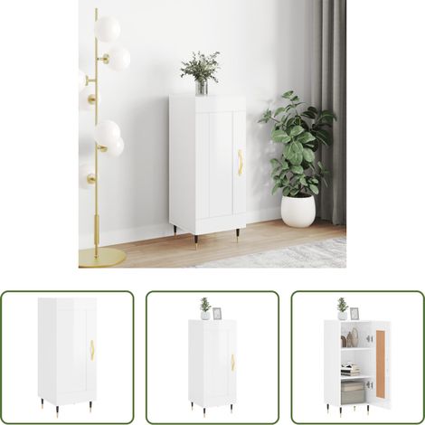 vidaXL Hochglanz-Weiß - Sideboard Hochglanz-Weiß 34,5x34x90 cm Holzwerkstoff (1/5)