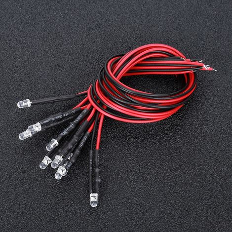 Diode électroluminescente (LED) précâblée 12 V, à tête ronde, 3 mm, lumière vert émeraude (1/5)