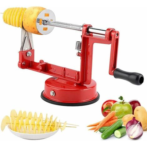 Coupe en Spirale Coupe-Pomme de Terre Coupe-Frites en Acier Inox, éplucheurs de Pommes de Terre Fruit Carottier Remuer Trancheuse Coupeur, Machine à Copeaux pour Pommes de Terre, Chips Tornade (1/4)