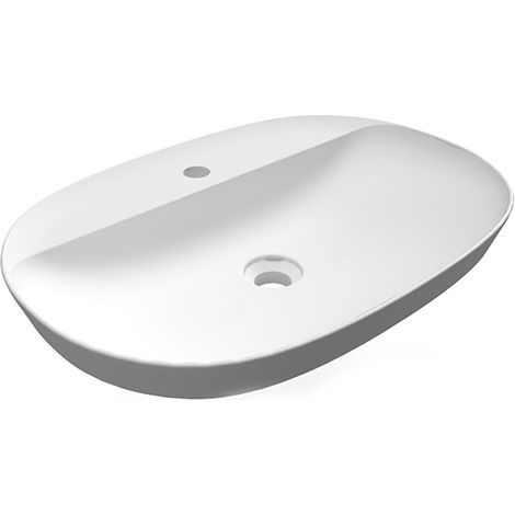 Lavabo incasso ovale allungato foro rubinetto Rak Ceramics Bianco (1/5)