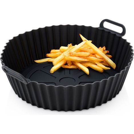 INSERTO PER FRIGGITRICE AD ARIA IN SILICONE NERO SENZA GRASSI, 20,5 CM (1/5)
