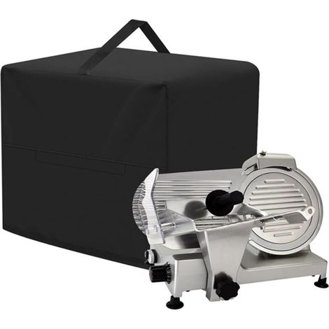 Copertura per affettatrice, adatta anche per accessori come lame in acciaio inox e spazzole, realizzata in tessuto impermeabile e compatibile con la maggior parte delle affettatrici (38x28x28 cm). (1/4)