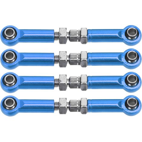 Quatre biellettes de servo réglables, adaptées aux voitures télécommandées FMS 1/24 FCX24, biellettes de direction RC en alliage d'aluminium et fer de haute précision, bleues. (1/5)