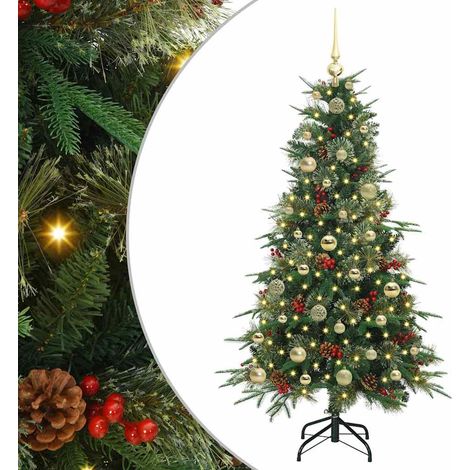 Sapin de Noël，Arbre de Noël Artificiel à Branches Articulées Vert 150 cm CFW18399 (1/5)