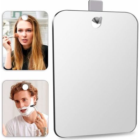 Abattant antibuée - Miroir - Miroir mural - Convient pour salles de douche et toilettes - Matériau acrylique - Argent (1/5)