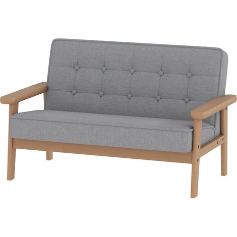 Fauteuil avec structure en bois pliable gris pour salon Fauteuil/canapé enfant bois, aspect velours, recouvert tissu, enfants ans, (1/5)