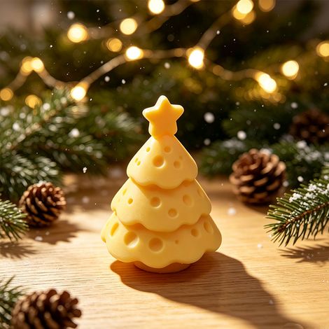 New 3D printed cheese Christmas tree shaped desktop ornament, indoor decoration, creative Christmas ornament. (1/4)
