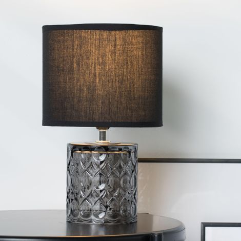 480.15 48015 Crystal Glow Max. 20W luminaire à Poser E14 Lampe de Chevet Gris Noir 230V Métal/Plastique sans Ampoule, Tissus (1/5)