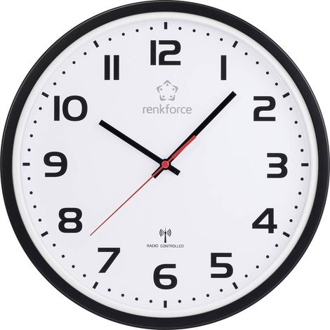 Horloge murale Renkforce RF-6826036 radiopiloté(e) 32 cm x 45.5 mm blanc/noir