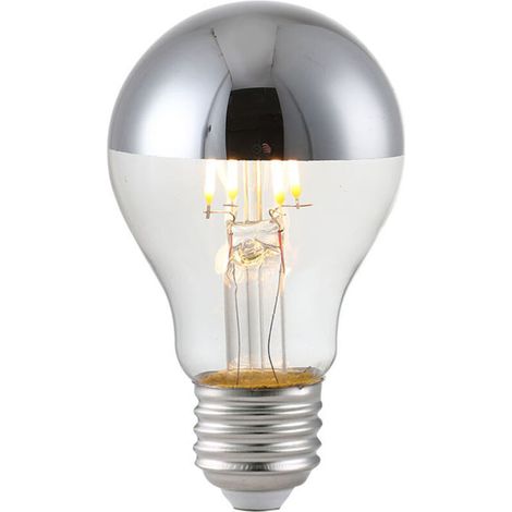 Ampoule réfléchissante à revêtement semi-argenté à LED sans ombre, source de lumière décorative boule de dragon semi-argentée à port à vis A19 (1/5)