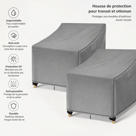 Housse de protection pour fauteuil de jardin gris 64 x 64 x 120 cm polyester 300 g gris 64 120cm 300 g – Livraison gratuite