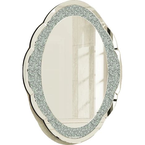Espejo de pared, diseño decorativo brillante, estilo contemporáneo, plateado, 60x80cm (1/2)