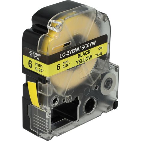 vhbw Label Tape Replacement for Epson LC-2YBW for Label Printer 8m x 6 mm, Black on Yellow