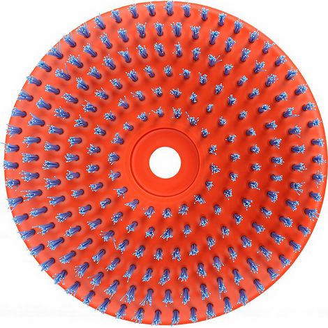 Brosse ronde en polyester pour le nettoyage des tondeuses à gazon, idéale pour les sols en béton, les carrelages et les joints muraux. (1/5)
