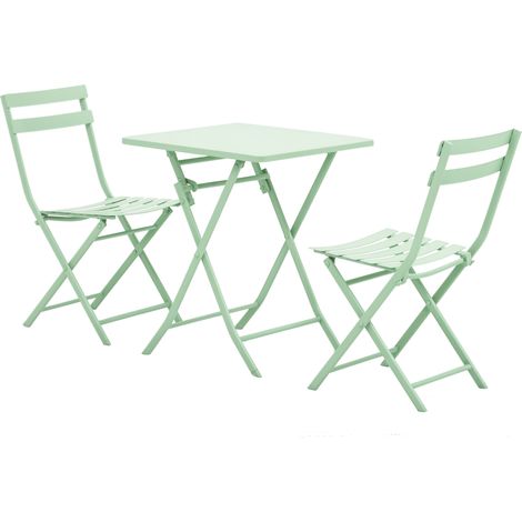 Set Tavolo e Sedie da Giardino Pieghevoli – Metallo Leggero Verde – Trasporto Facile per Campeggio e Picnic