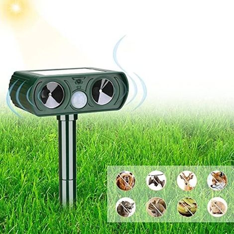 Solar-Powered Cat Deterrent, Waterproof, with Motion Detector and Flashing Lights, Solar-Powered Device for Outdoor Use, Farm, Garden, Yard, Dogs, Cats, Birds (1/5)