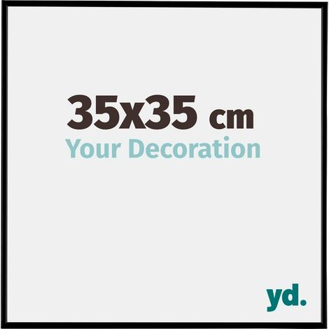 Cadre photo 35x35 cm en plastique noir mat – Plaque de verre résistante aux UV – Système anti-reflet – Format portrait/paysage