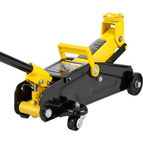 Cric hydraulique de voiture 2 tonnes (4400 lbs), profil bas, fer lourd, course rapide à piston unique, levée de 4,9" à 13,2", jaune (1/5)