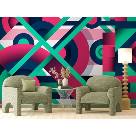 Papier peint géométrique – Composition graphique contemporaine - 150 x 250 cm (1/2)