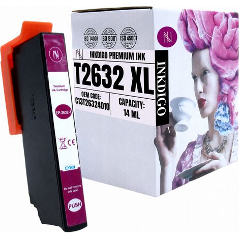Inchiostro Inkdigo T2632 compatibile con Epson Expression Premium XP-510 XP-625, certificato TÜV. (1/5)